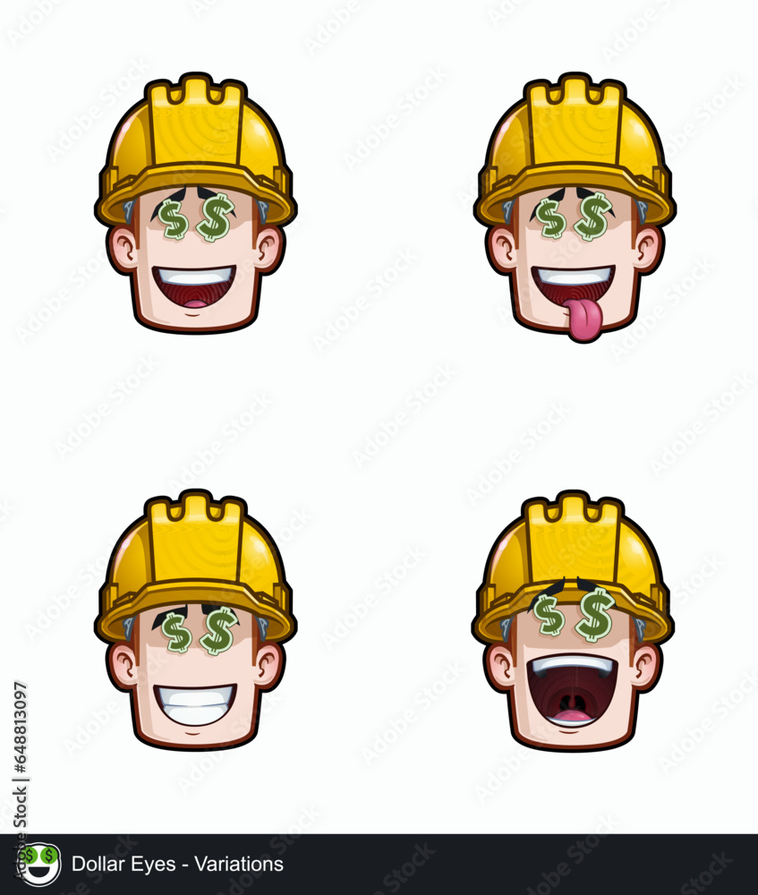 Construction Worker - Expressions - Affection - Dollar Eyes - Variations Construction Worker - Expressions - Affection - Dollar Eyes - Variations