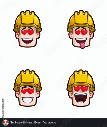 Construction Worker - Expressions - Affection - Smiling with Heart Eyes - Variations © nazlisart