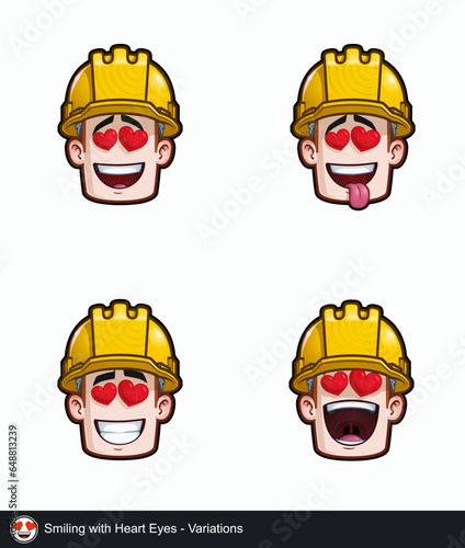 Construction Worker - Expressions - Affection - Smiling with Heart Eyes - Variations