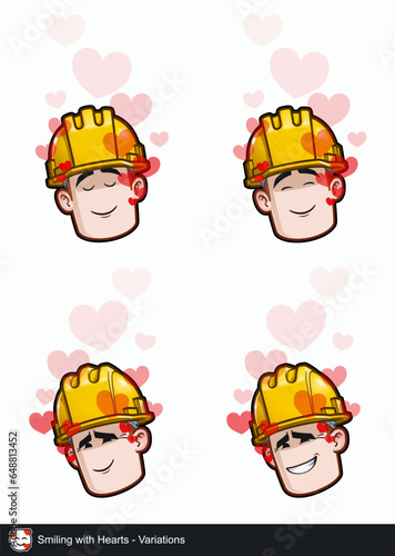 Construction Worker - Expressions - Affection - Smiling with Hearts - Variations © nazlisart