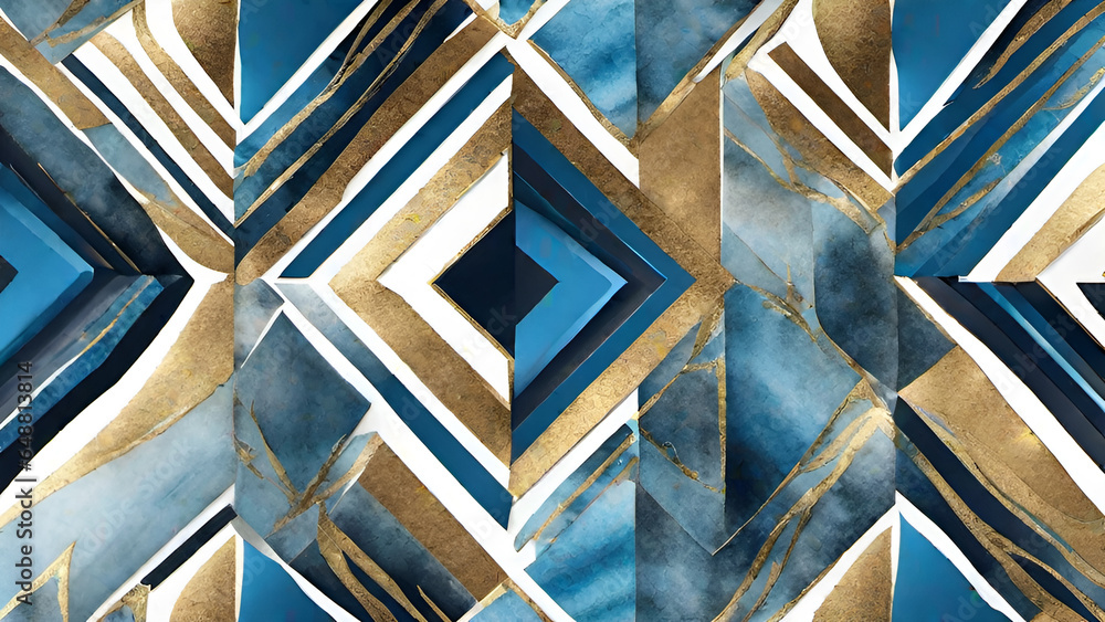 Abstract watercolor paint background by gradient deep blue color with liquid fluid grunge texture for background, banner gold