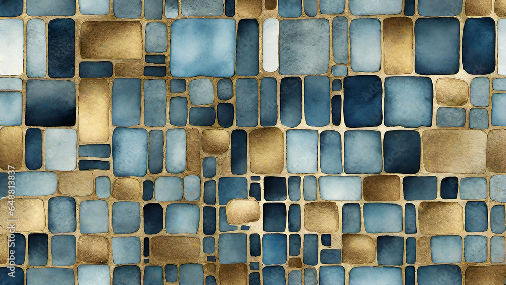 Abstract watercolor paint background by gradient deep blue color with liquid fluid grunge texture for background, banner gold