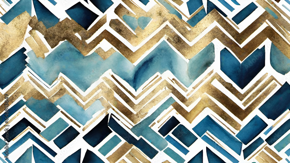 Abstract watercolor paint background by gradient deep blue color with liquid fluid grunge texture for background, banner gold