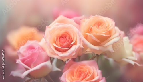 Sweet light color roses in blur style for background.