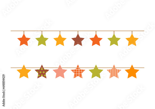 Autumn colors star shaped decoration garland on white background. © soyon
