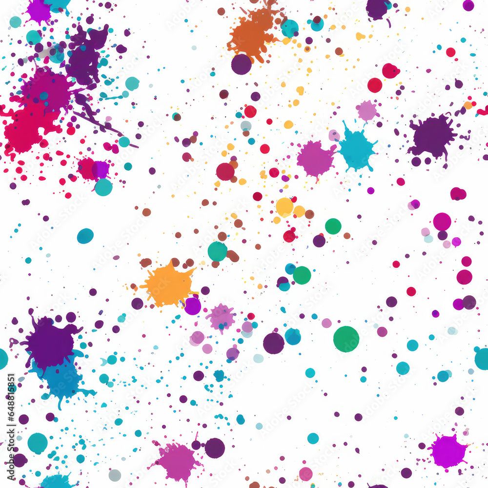 Fototapeta premium Colorful splashes on white background repeat pattern