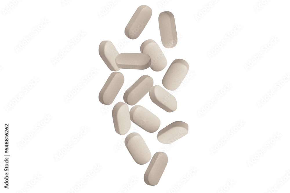 Natural capsules and pills flying in the air. on isolated transparent background Natural capsules and pills flying in the air. on isolated transparent background