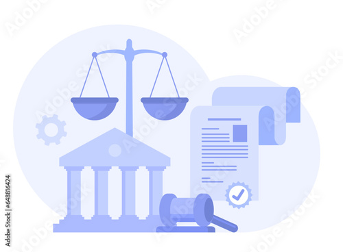 Law and justice scenes. lawyer consulting client, judge knocking with wooden hammer. Legal advice concept and consultation. Judgment. Flat vector illustration for banner and website