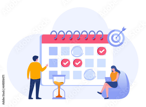 Schedule time management, deadline concept, planner, planning and organization, flat vector illustration banner for website