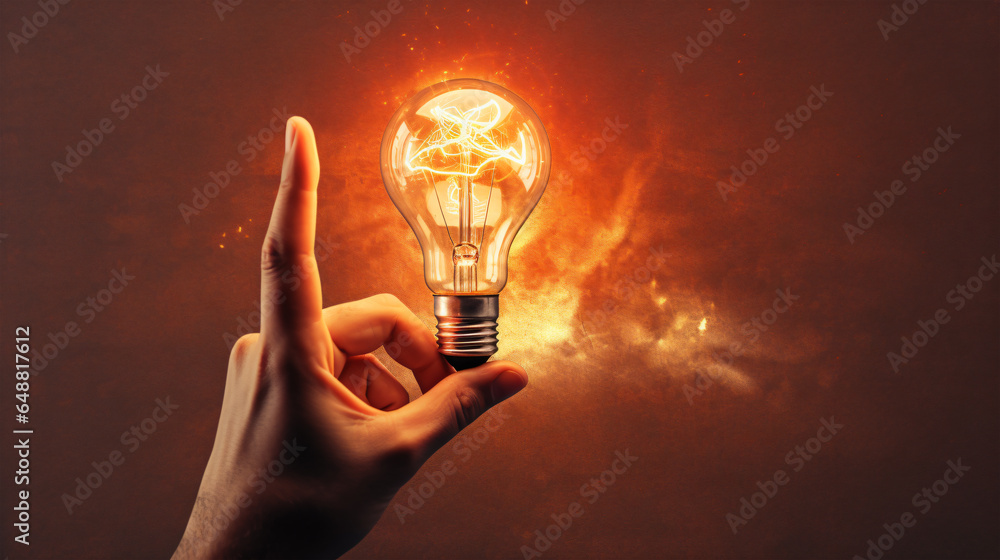 Light bulb in hands - obrazy, fototapety, plakaty 