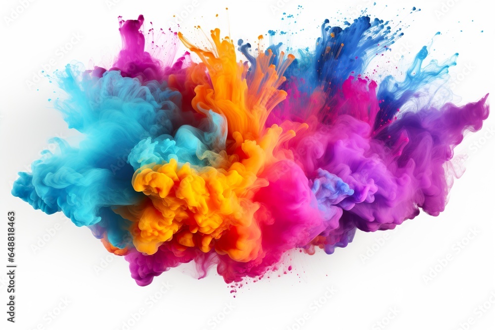 Colorful rainbow paint splash powder explosion.