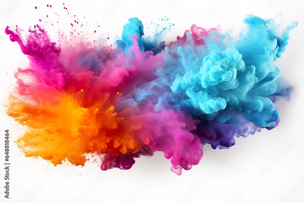 Colorful rainbow paint splash powder explosion.