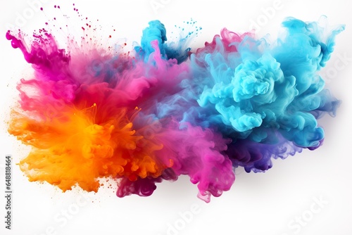Colorful rainbow paint splash powder explosion. © jakapong
