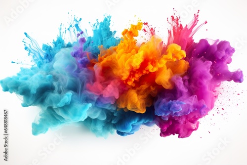 Colorful rainbow paint splash powder explosion.