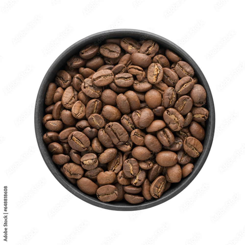 roasted coffee beans in a bowl isolated on white roasted coffee beans in a bowl isolated on white