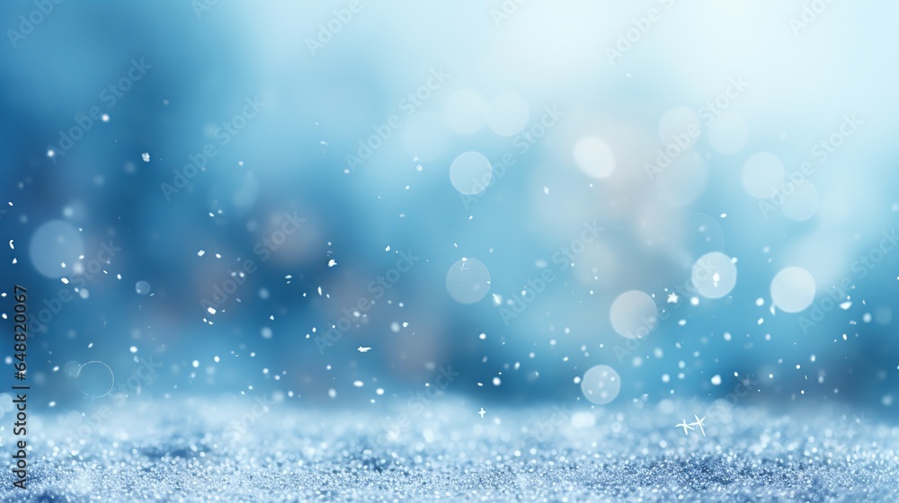 It beautifully blurred the winter background. Snowy defocused backdrop in winter in snowfall	