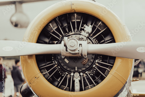 Piston engine of an old propeller airplane © Marek