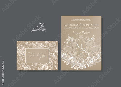 invitation card in romantic lace style	
