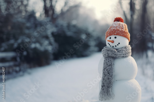 Snowman background banner created with Generative AI technology © Laughing Cat