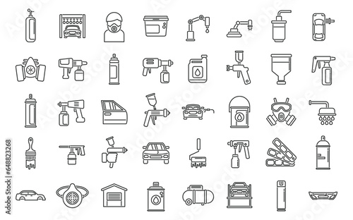 Car painting icons set outline vector. Auto body. Work job