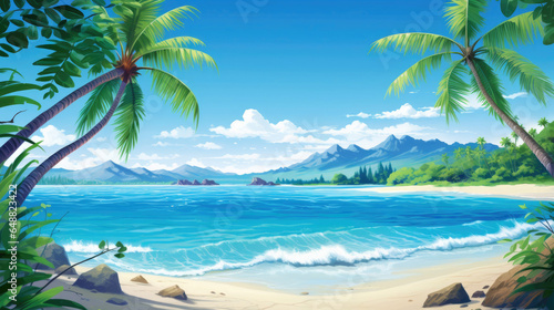 tropical island with palm trees
