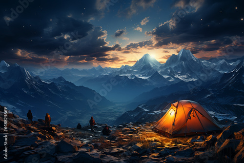 people in the camp tent in mountains,camping concept,starrry sky © Наталья Добровольска