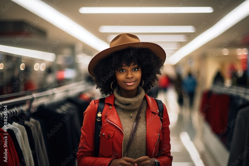 woman african america shopping in supermarket or department store woman african america shopping in supermarket or department store