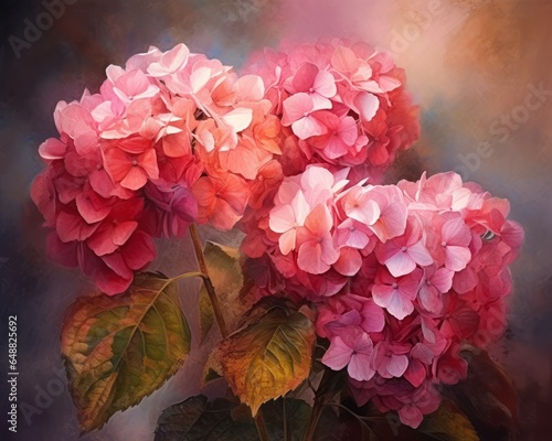 Illustration of subtle Hortensia Flowers. AI Generative