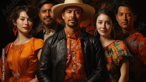 A vivid portrait of influential Latin American figures. Hispanic Heritage Month concept.