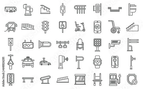Accessible environment icons set outline vector. Free care. City access
