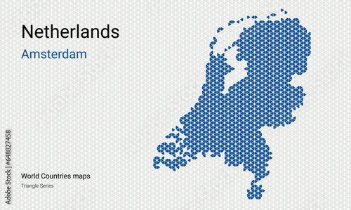 Netherlands vector map. Netherlands, Amsterdam, vectormap. Triangular pattern.