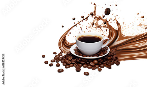 Coffee liquid with coffee beans, detailed photography for advertising elements and design elements