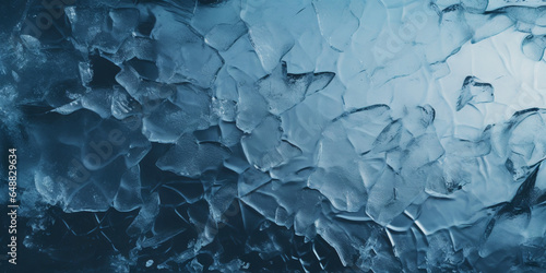 Cracked ice on a frozen lake. The natural texture of winter ice. Generative AI