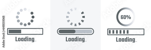 set of loading bar progress icons.Loading or installing process.Download progress.System software update and upgrade concept.Vector illustration