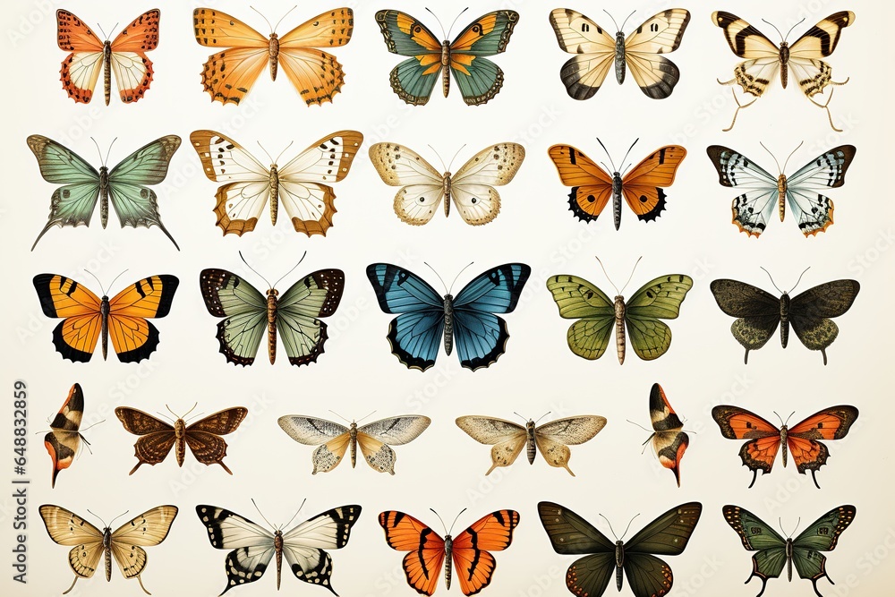 set of butterflies set of butterflies