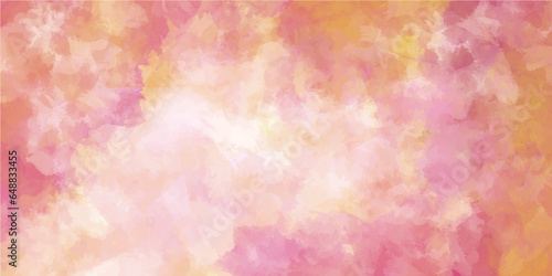 Fantasy light red, pink and yellow shades watercolor background. Colorful bright ink orange, pink and yellow shades grunge watercolor background.