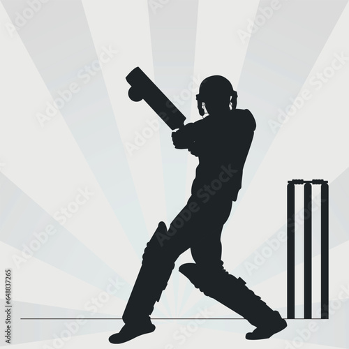 Cricket Player Silhouette Bat Swing