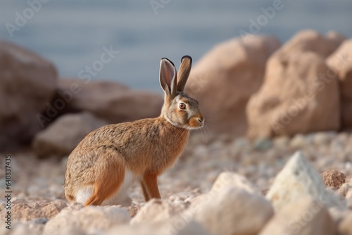 a rabbit on the beach