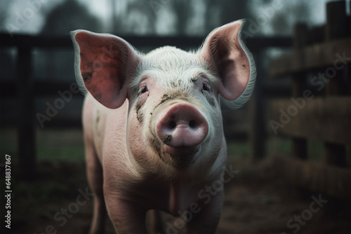 a cute pig in a cage © imur