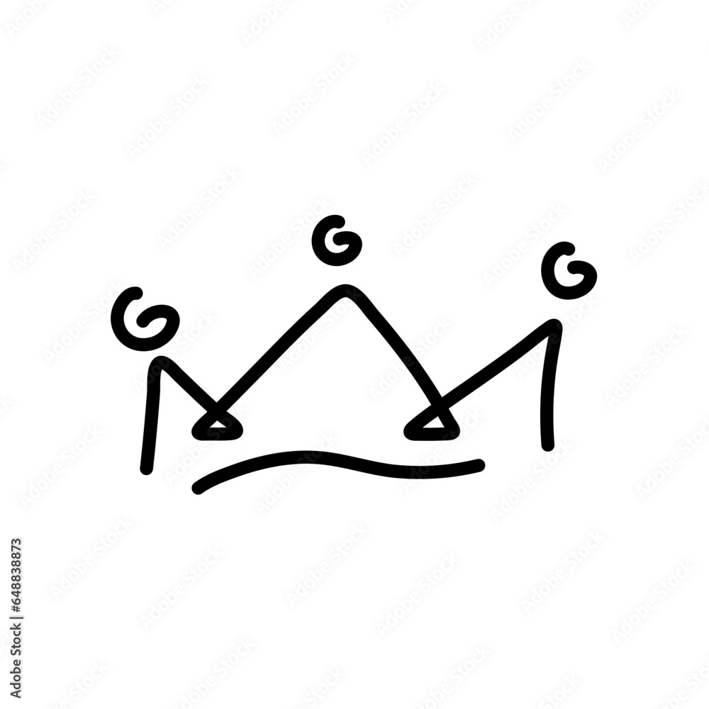 Doodle crowns. Line art king or queen crown sketch Doodle crowns. Line art king or queen crown sketch