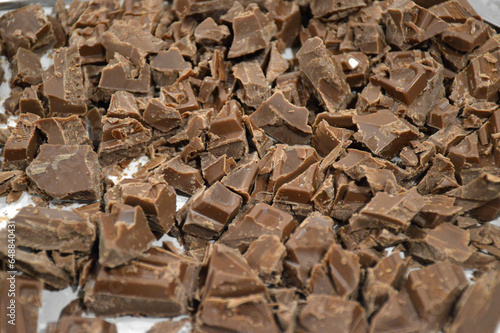 Close up of broken chocolate chunks