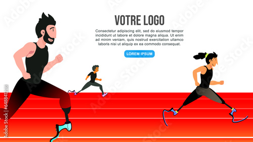 Course de para athlétisme avec des athlètes paralympiques - Template marketing, illustration vectorielle 