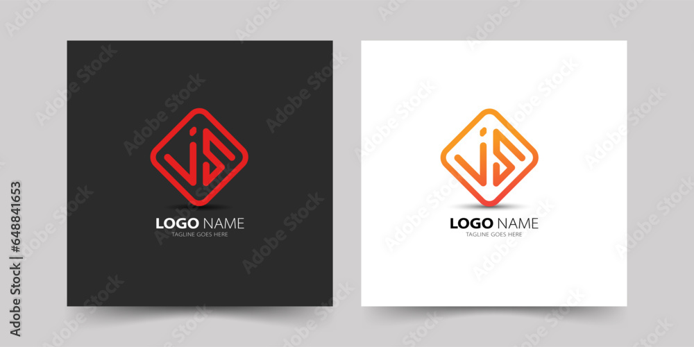 Abstract geometric initial letter monogram logo js or sj j and s minimal logo design template - obrazy, fototapety, plakaty 