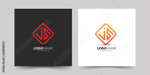 Abstract geometric initial letter monogram logo js or sj j and s minimal logo design template