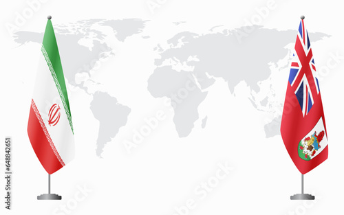 Iran and Bermuda flags for official meeting