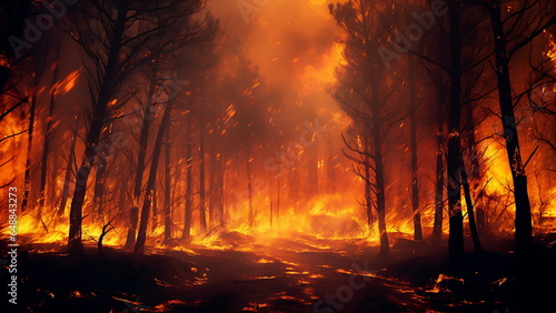 Fire Global Warming Wildfire Deforestation environmental danger. © Art.disini