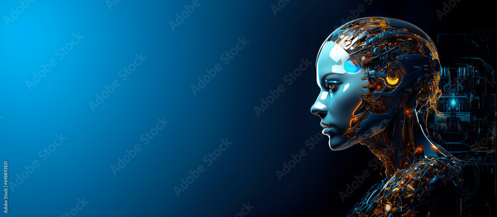 Biomechanical robot, piece AI concept. Generative AI - obrazy, fototapety, plakaty 