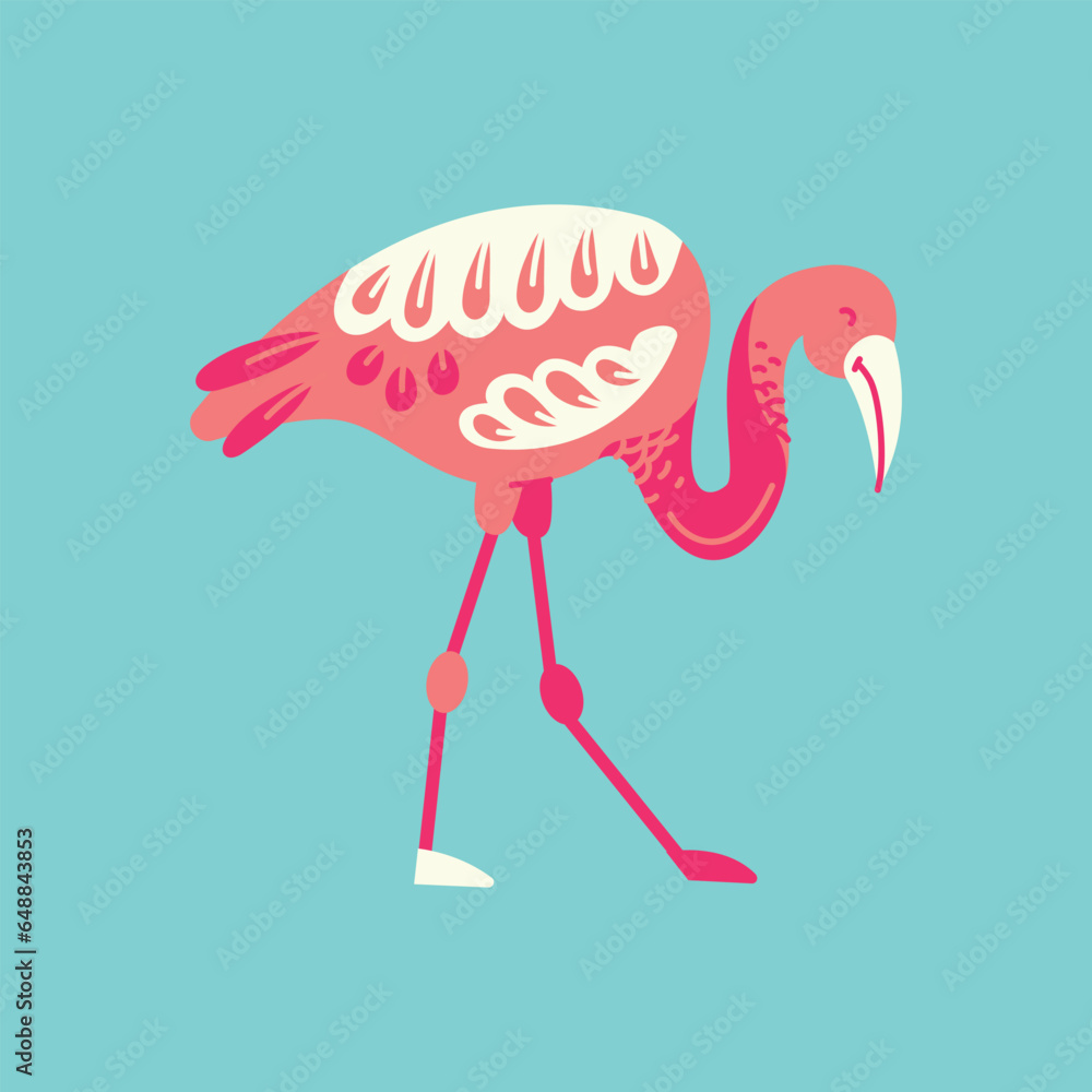 Obraz premium Flamingo bird color element. Abstract exotic animal.
