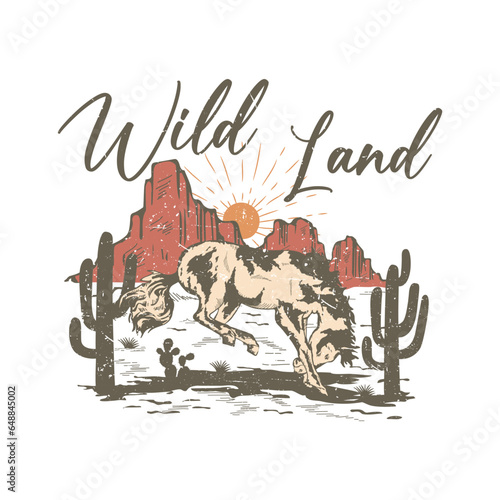 wild land vector, western, cowboy, horse