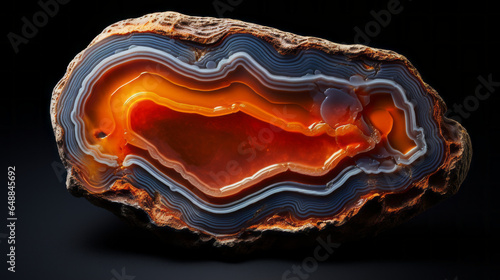 A close-up of the texture and colors of a piece of agate 